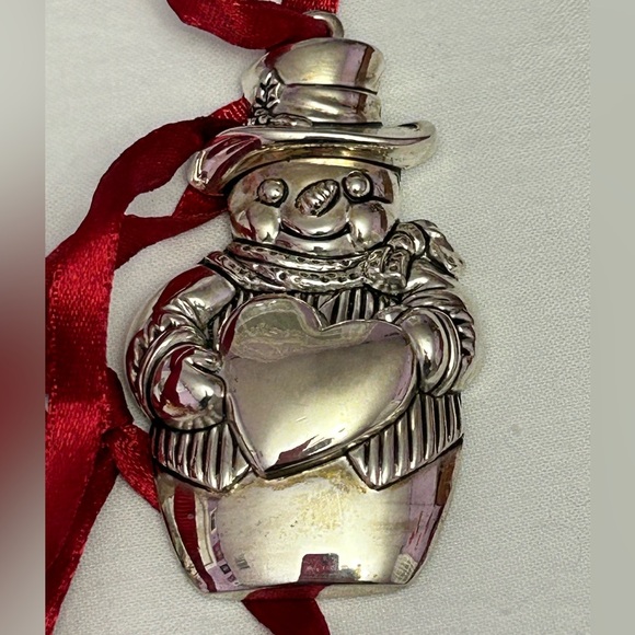 Set of 5 metal Christmas ornaments.3 Gorham snowman, 1 Lenox, 1 unmarked - Picture 3 of 8